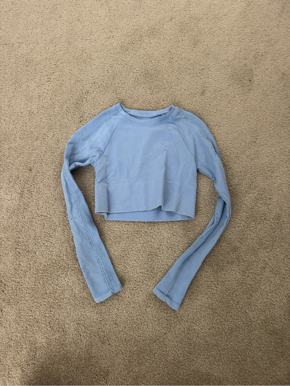 aerie Sky Blue Cropped Long-Sleeve Top